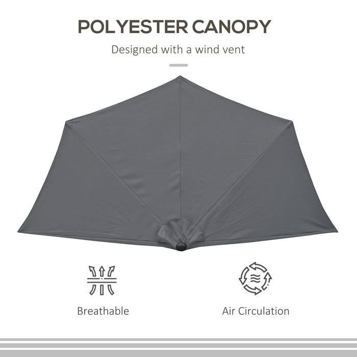 Half-Round Parasol Umbrella by 3M - Grey Polyester Canopy with Aluminum Frame - Compact Weather Protection for Small Spaces & Balconies