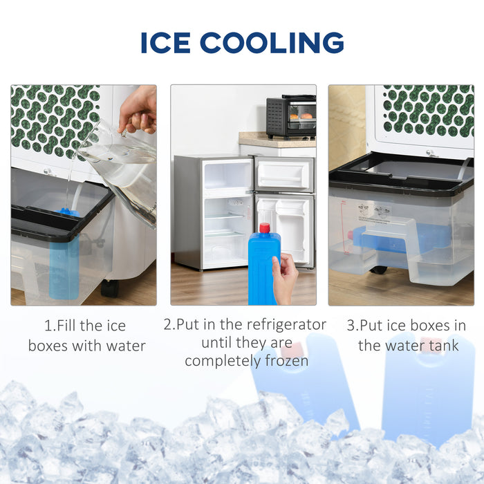 Evaporative Anion Ice Cooling Fan - Portable Air Cooler with Water Conditioner & Humidifier Features - Ideal for Home Bedroom Comfort with Remote Control and Timer