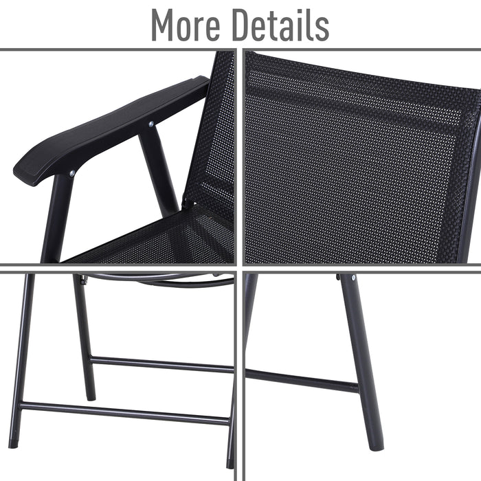 Folding Metal Garden Chairs - Set of 4, Breathable Mesh Seating for Outdoor Patio & Park - Ideal for Dining & Relaxation at Home or Public Spaces