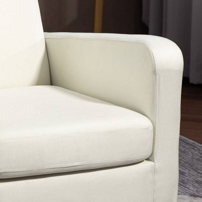 Modern Cream White Accent Chair - Stylish Occasional Seating with Durable Rubber Wood Legs - Perfect for Living Room and Bedroom Comfort