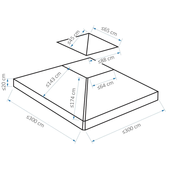 Double Tier Gazebo Canopy Replacement - 3x3m Deep Beige Pavilion Roof Cover - Ideal for Outdoor Shelter and Patio Upgrade