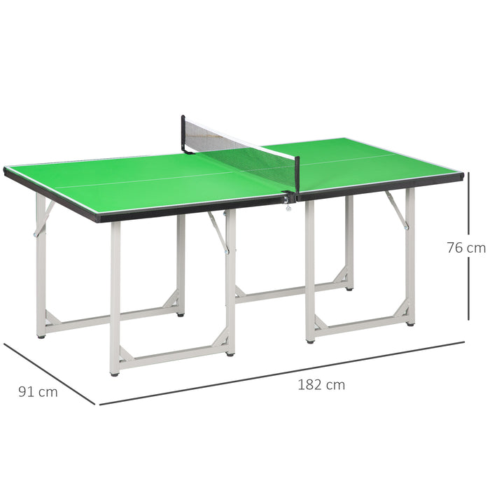 Folding Mini Tennis Table 182cm with Net - Indoor Outdoor Ping Pong Gaming Table, Multi-Use, Green - Perfect for Small Spaces & Family Fun