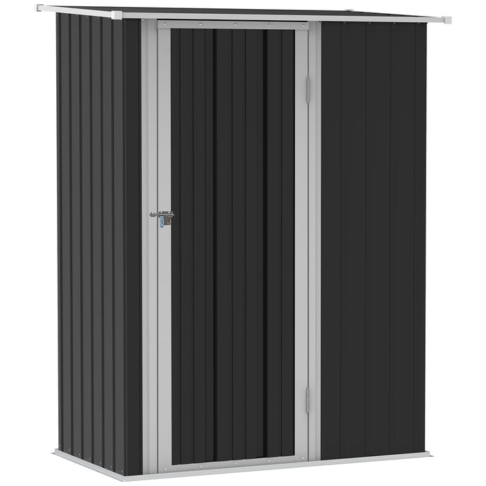 Outdoor Garden Shed with Sloped Roof - Lockable Storage Unit for Tools, Bikes, Equipment - Ideal for Backyard and Patio Organization, Grey, 142x84x189cm