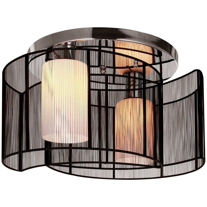 Chrome-Fabric Black Chandelier - Stylish Φ40x25cm Metal Ceiling Light Fixture - Elegant Home Decor & Ambient Lighting