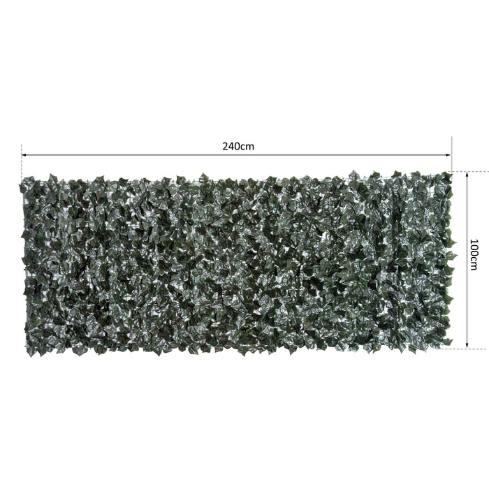 Artificial Leaf Privacy Screen Panel - Dark Green Foliage Wall, 2.4x1m - Ideal for Garden Decoration and Privacy Enhancement