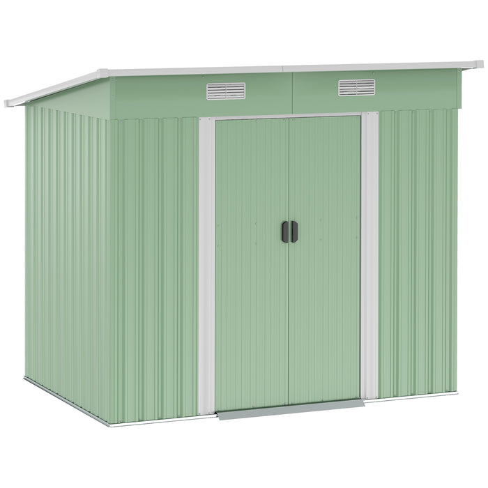 Outdoor Garden Storage Shed - 6.8 x 4.3 ft Utility Organizer for Tools, Patio, Lawn Equipment - Ideal Backyard Storage Solution in Light Green