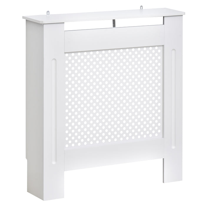 Modern White Wooden Radiator Cover - Diamond Grill Style Heating Cabinet for Home - Small Size, Space-Saving Solution