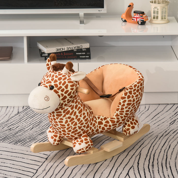 Giraffe-Themed Rocker with Sound Effects - Plush Rocking Horse Toy for Toddlers - Interactive Play and Development for Young Children