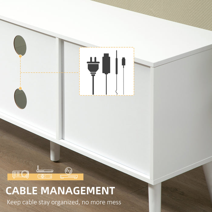 Modern White and Grey TV Stand - Entertainment Center Fits Up to 50-inch Televisions, with Storage and Drawer - Stylish Living Room Organizer and Media Console