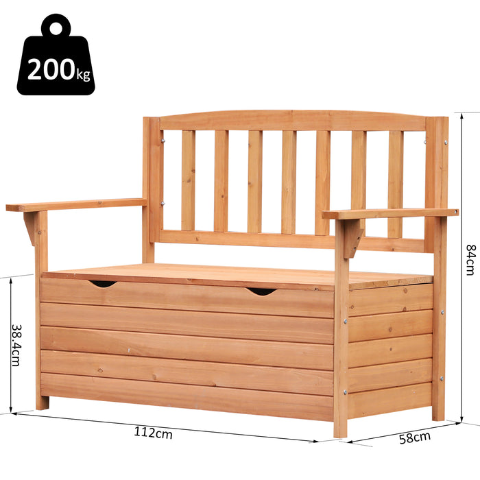 Outdoor All-Weather Garden Storage Bench - Patio Box with Solid Fir Wood Construction - Space-Saving Deck Seating Solution for Homeowners