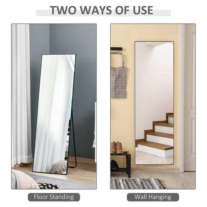 Full-Length Aluminum Alloy Framed Mirror - Versatile Floor Standing or Wall Hanging Design - Ideal for Bedroom & Living Room Decor Enhancements