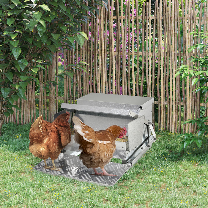 11.5kg Capacity Chicken Poultry Feeder - Durable Galvanized Steel & Aluminium, Automatic Dispensing - Weatherproof Solution for Outdoor Poultry Feeding