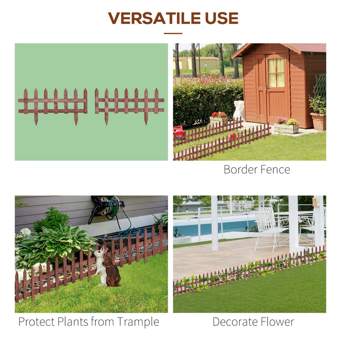 Wooden Garden Fence Kit - 12 Pieces of 60cm Eco-Friendly Barrier - Ideal for Decorative Edging and Landscaping