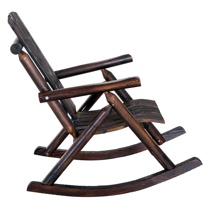 Rustic Fir Wood Rocking Chair - Outdoor Patio Adirondack-Style Comfort Rocker - Ideal for Relaxation & Traditional Decor