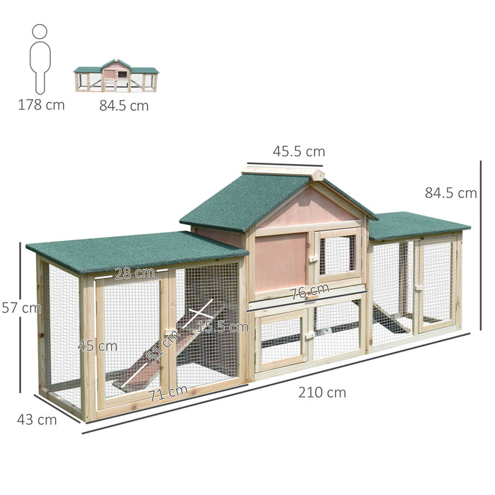 Deluxe Wooden Rabbit Hutch with Ladder - Spacious Bunny Cage & Outdoor Run House - Ideal for Safe Pet Shelter and Play Area