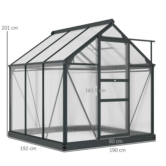 Large Walk-In Clear Polycarbonate Greenhouse - 6 x 6 ft Durable Plant Grow House with Sliding Door and Ventilated Window - Ideal for Garden Enthusiasts and Seasonal Planting