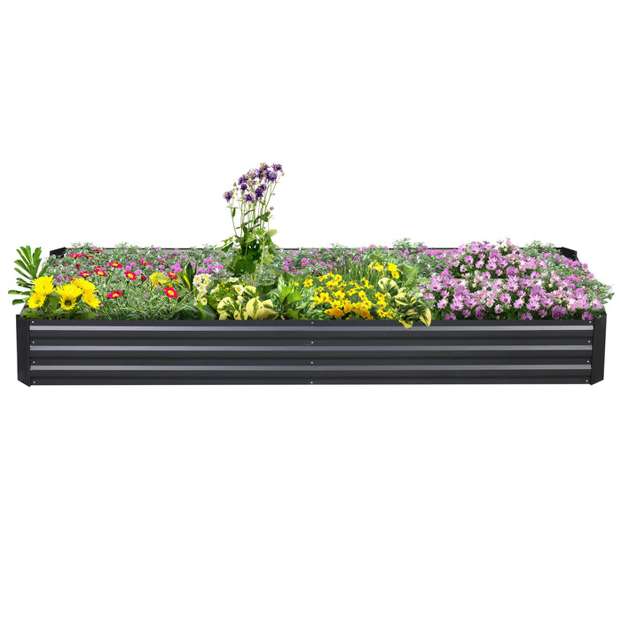 Metal Raised Garden Bed - Durable Outdoor Planter Box for Flowers and Herbs, Grey - Ideal for Garden Enthusiasts & Urban Farmers, 241x90.5x30cm