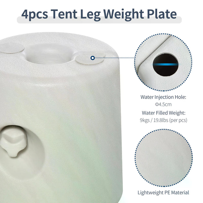 Plastic Tent Weight Base 4-Pack - Durable Anchoring Set for Outdoor Tents and Canopies - Ideal for Stabilizing Shelters at Events & Campsites