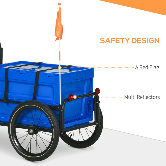 Bike Trailer with 65L Folding Cargo Box - Steel Bicycle Luggage Carrier with Safety Reflectors, 40KG Capacity - Ideal for Grocery Hauling and Gear Transport