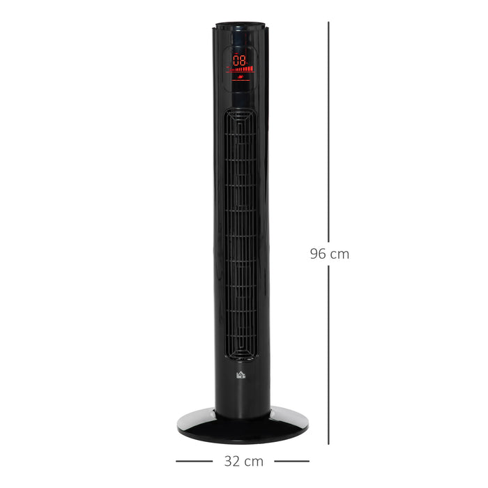 Freestanding 38'' Tower Fan with LED Display - 3 Speed Settings, 70° Oscillation, and 12-Hour Timer - Includes 5M Range Remote Control for Convenience