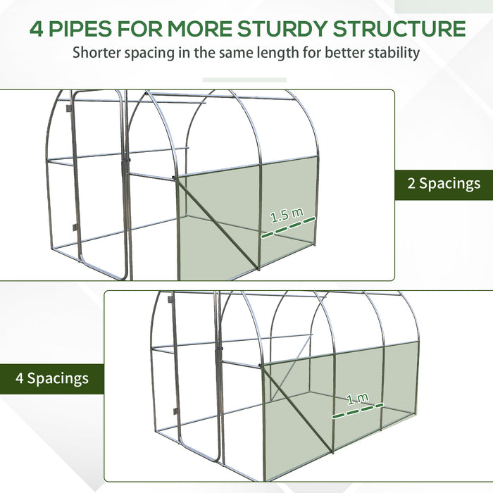 Spacious Walk-In Plant Greenhouse - Sturdy Galvanized Steel Frame & Hinged Metal Door with Mesh Windows, 3x2M - Ideal for Gardeners & Extended Growing Seasons