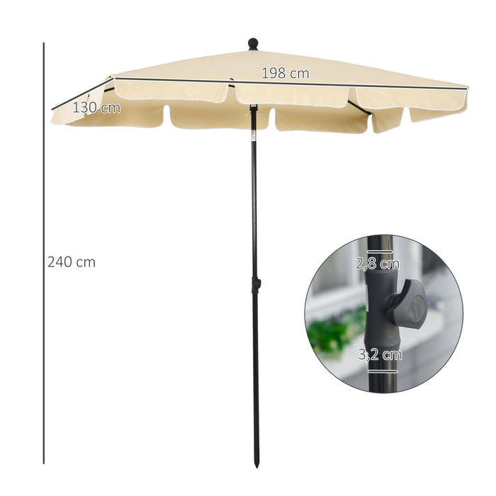 Aluminum Rectangular Sun Parasol with Tilt - 2M x 1.25M Beige Umbrella for Patio and Garden - Ideal Outdoor Shade for Relaxation and Protection