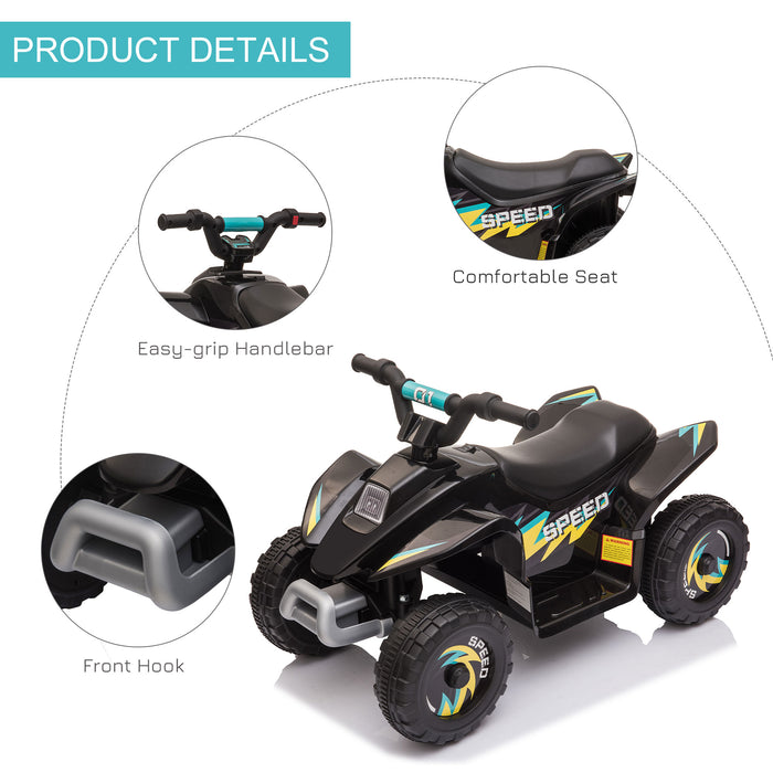 Kids Electric ATV Quad - 6V Ride-On Toy Car with Forward/Reverse Functions, Four Big Wheels - Perfect for Toddlers Aged 18-36 Months in Black