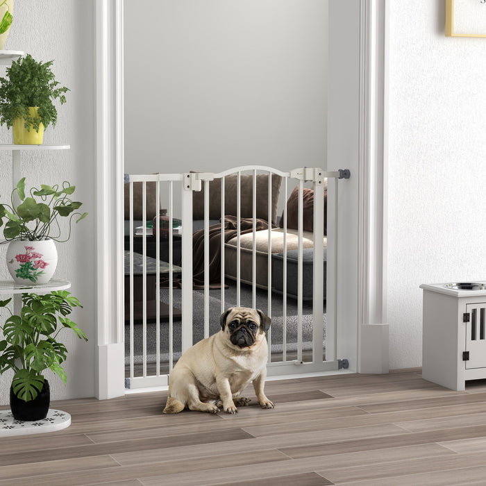 Adjustable Metal Pet Safety Gate 74-94 cm - Auto-Close Door Feature, White Finish - Secure Barrier for Dogs & Cats in Home