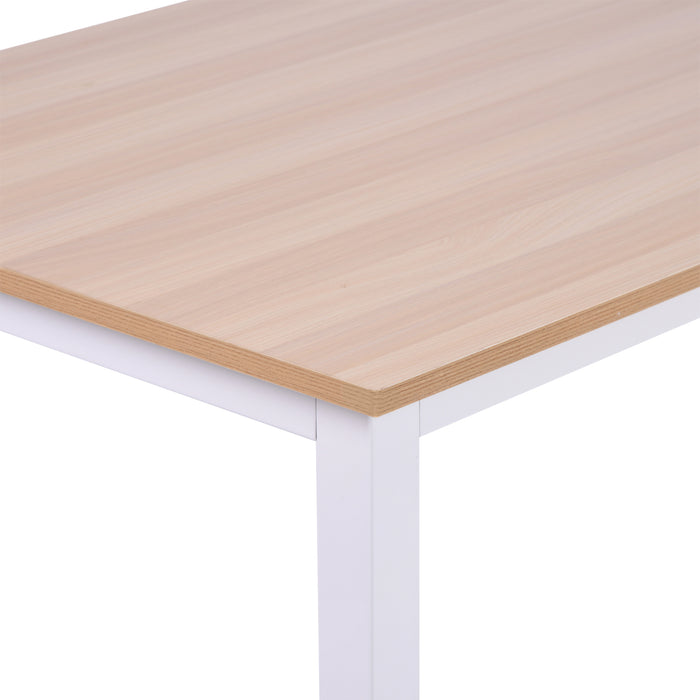 Adjustable Oak & White Computer Desk - Metal Frame PC Writing Table with Stable and Adjustable Feet - Ideal for Home Office and Study Workstation