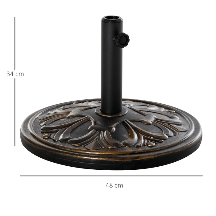 Round 13kg Bronze-Toned Umbrella Base - Heavy-Duty Outdoor Parasol Stand - Ideal for Garden Stability and Wind Resistance