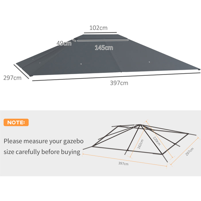 3 x 4m Gazebo Canopy Top - Durable Replacement Cover in Dark Grey - Ideal for Outdoor Shelter and Garden Enhancement