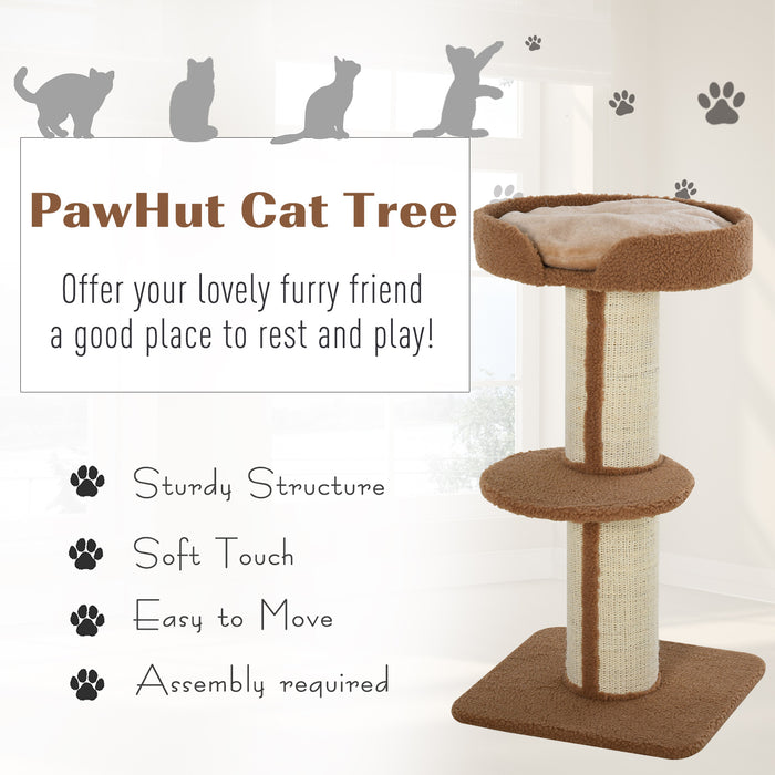 Cat Tree Play Tower - 91cm Multi-Level Kitten Activity Center with Perches, Sisal Scratching Posts, Lamb Cashmere - Ideal for Playful Cats and Scratch Training