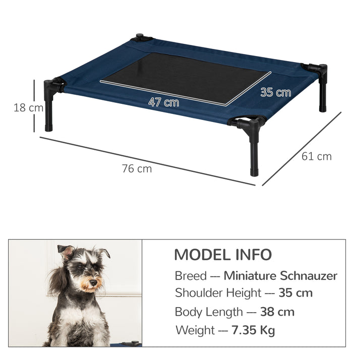 Elevated Pet Cot Bed for Dogs and Cats - Medium Size, Portable Raised Sleeping Basket, Blue - Ideal for Puppy Comfort and Camping Convenience