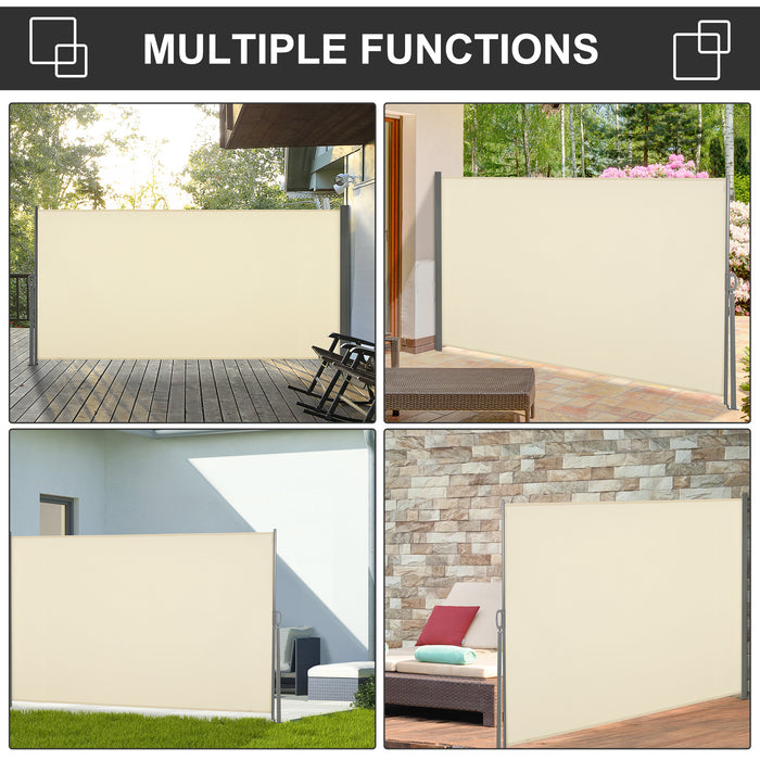 Retractable Sun Side Awning - Garden Patio Privacy Screen Divider, 3x1.6M Cream White - Ideal for Balcony Wall & Outdoor Fencing Solutions