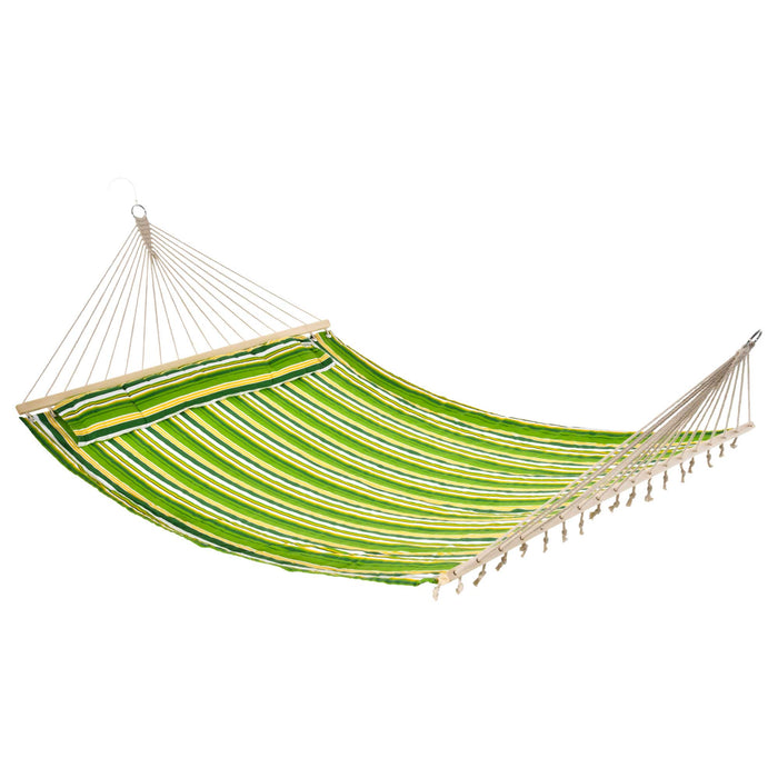 Striped Camping Hammock with Pillow - Outdoor Garden Beach Swing Bed, 188x140 cm - Relaxing Lounger for Backyard Leisure and Travel