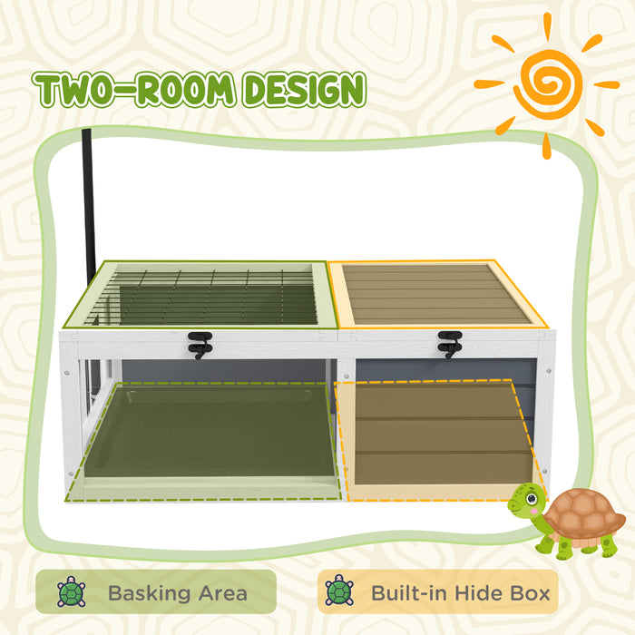 Adjustable Lamp Wooden Tortoise Table - Open-Top House with Pull-Out Cleaning Tray - Ideal Habitat for Tortoises