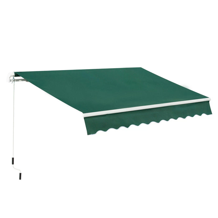 Patio Awning Canopy Shelter - Lightweight Aluminum Frame with Hand Crank, UV Blocking Garden Sun Shade - Ideal for Outdoor Leisure and Protection, 3x2m in Green