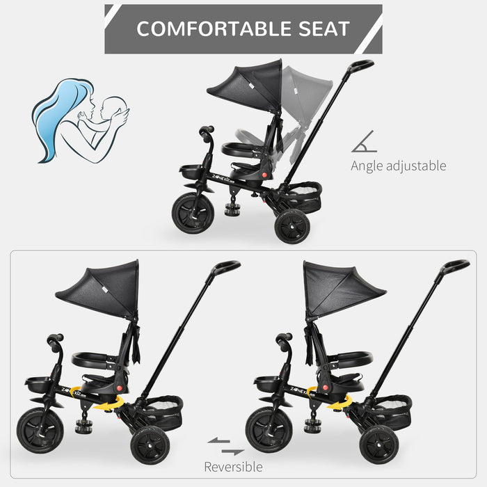 4-in-1 Foldable Tricycle for Toddlers - Reversible and Adjustable Seating, Removable Pedals - Perfect Stroller Alternative for 1-5 Year Olds