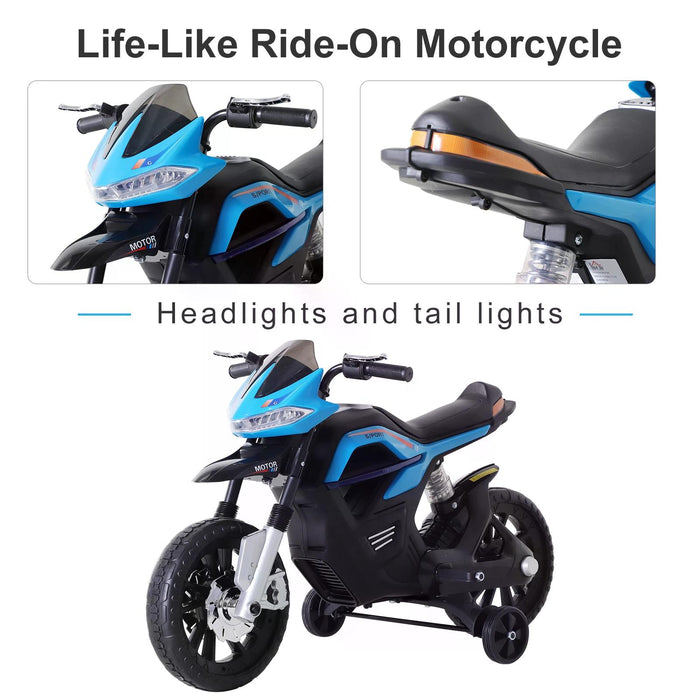 Kids Motorbike Scooter - 6V Electric Ride On with Brake Lights and Music - Ideal for Toddlers and Young Children