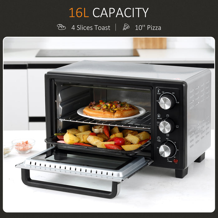 Convection Mini Oven 16L Model - Compact Electric Grill and Toaster Combo with Adjustable Temperature, 60-min Timer - Ideal for Small Kitchen Spaces, Quick Meals & Easy Cleanup