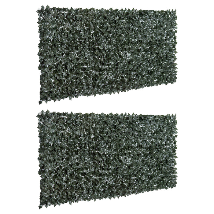 Artificial Leaf Hedge Screen Set - Dual 3 x 1.5m Dark Green Privacy Fences for Outdoor Gardens and Indoor Decor - Creates Secluded Spaces in Home or Commercial Settings