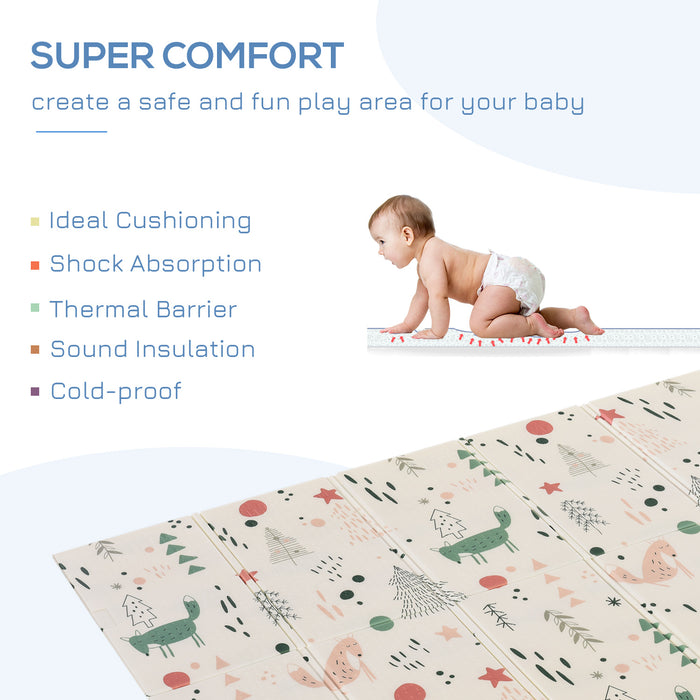 Foldable Children's Playmat with Educational Graphics - Reversible, Non-Toxic XPE Foam for Crawling & Exercises - Ideal for Toddlers, Playtime, and Family Picnics