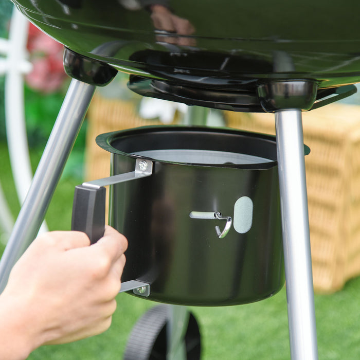 Portable Charcoal BBQ Grill - Outdoor Kettle Barbecue with Wheels for Picnics, Parties, Camping - Ideal for Travel & On-the-Go Cookouts