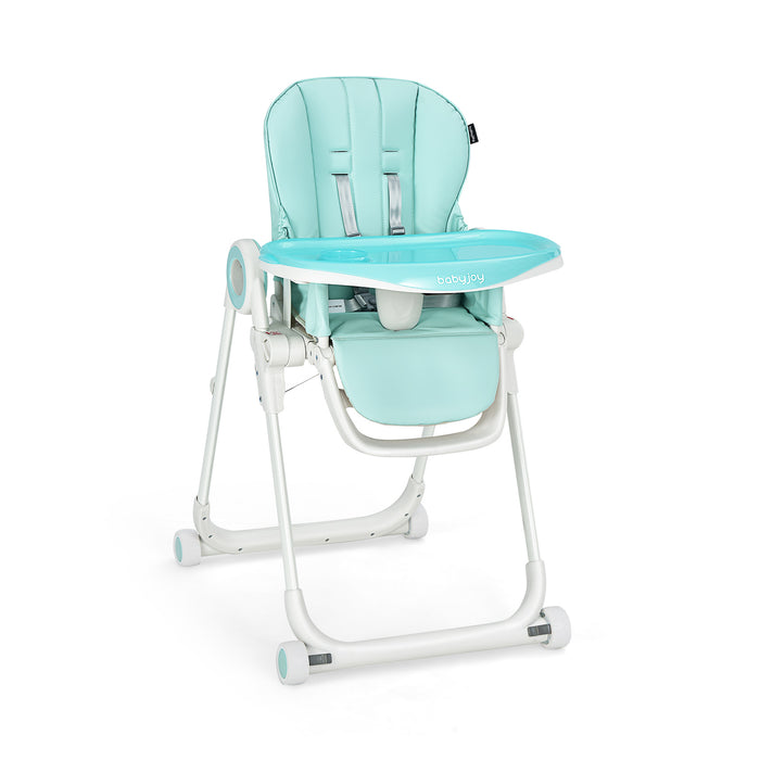 Folding Baby High Chair - Portable, Lockable Wheels, Detachable Trays & Cushioned - Ideal for Convenient and Comfortable Baby Feeding