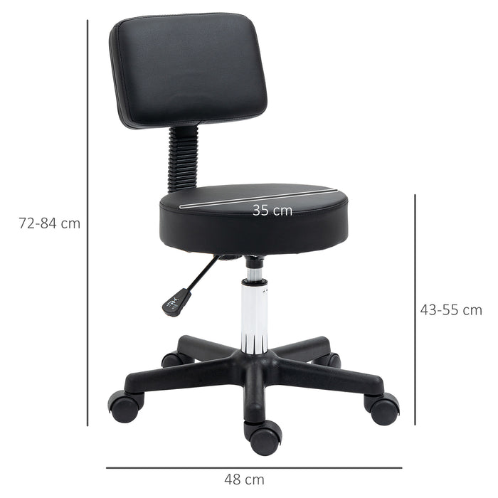 Swivel Salon Chair - Padded Back, 5-Wheel Base, Height-Adjustable for Hairdressers, Tattoo Artists, Spa Use - Comfortable Rolling Chair for Professional Salons and Studios