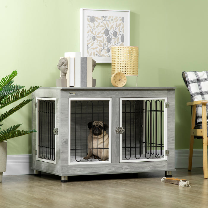 Indoor Dog Kennel End Table - Comfortable, Washable Cushion with Sturdy Wire Mesh - Elegant Living Space Solution for Medium to Large Dogs