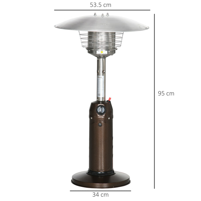 Outdoor Gas Patio Heater - Safety Tip-over Protection, Piezo Ignition, Adjustable Heat, Includes Regulator and Hose - Ideal for Garden Camping, Warm Ambiance in Brown