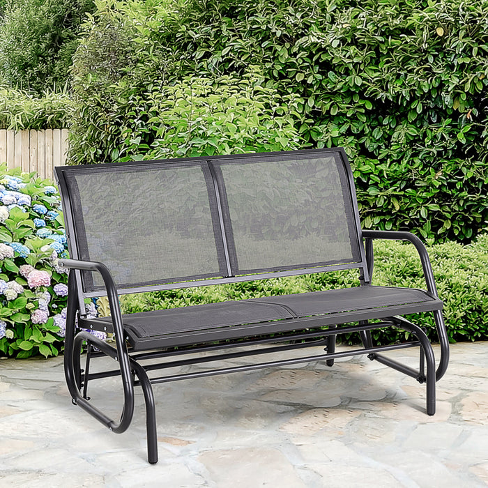 Outdoor Double Seater Glider Bench - Patio Swing Chair Loveseat with Powder-Coated Steel Frame - Ideal for Garden, Porch, & Backyard Relaxation, Grey