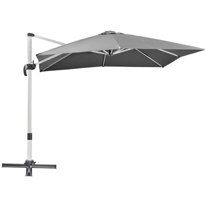 Cantilever 3x3m Parasol - Square Garden Umbrella with Aluminium Frame and Cross Base - Features Crank Handle, Tilt, and 360° Rotation for Outdoor Shade