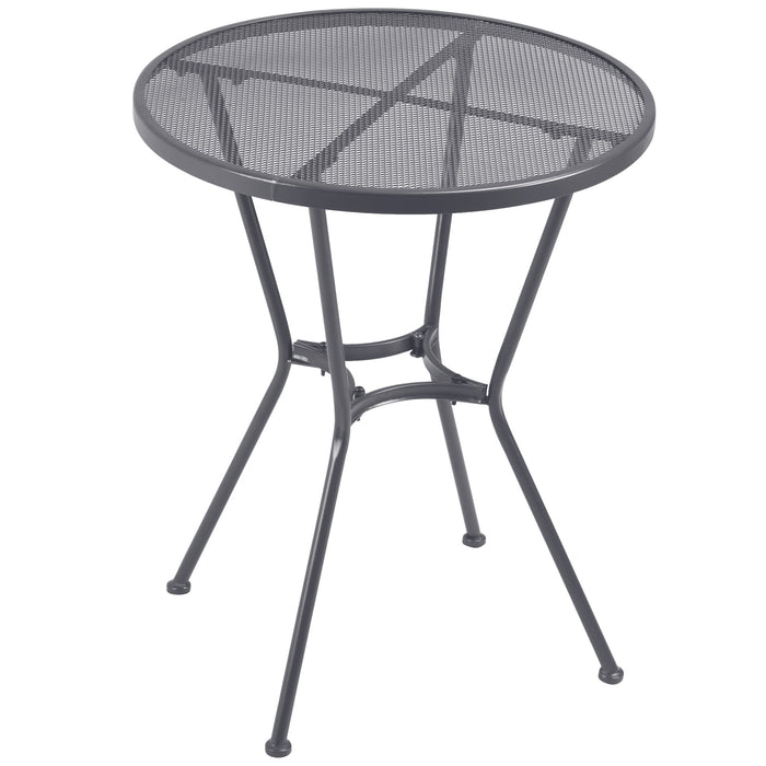 Metal Outdoor Bistro Table - 60cm Round Mesh Tabletop for Garden & Balcony - Ideal for Deck Entertainment & Dining, Dark Grey